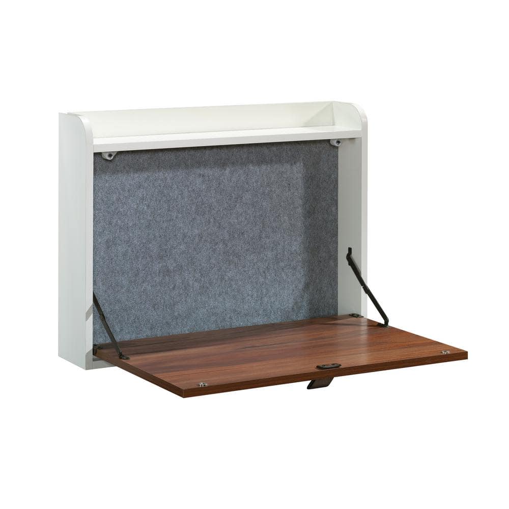 Pearl Oak and White Wall Mounted Floating Desk
