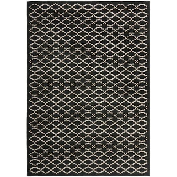 SAFAVIEH Courtyard Black/Beige 5 ft. x 8 ft. Geometric Indoor/Outdoor Patio  Area Rug