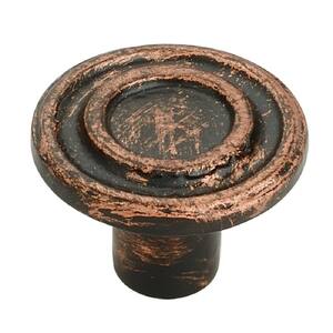 Ringed 1-1/2 in. (38mm) Distressed Copper Patina Cabinet knob