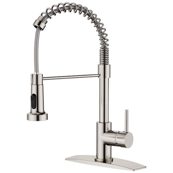 Single Handlem Deck Mount Standard Kitchen Faucet Kitchen Sink Faucet 1 Hole or 3 Hole in Brushed Nickel