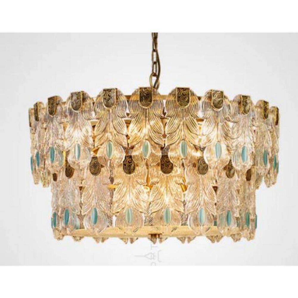 24 in Vintage Glass Round Chandelier 9-Light Gold Dining Room Pendant Light Fixture price history on PriceWatchPro