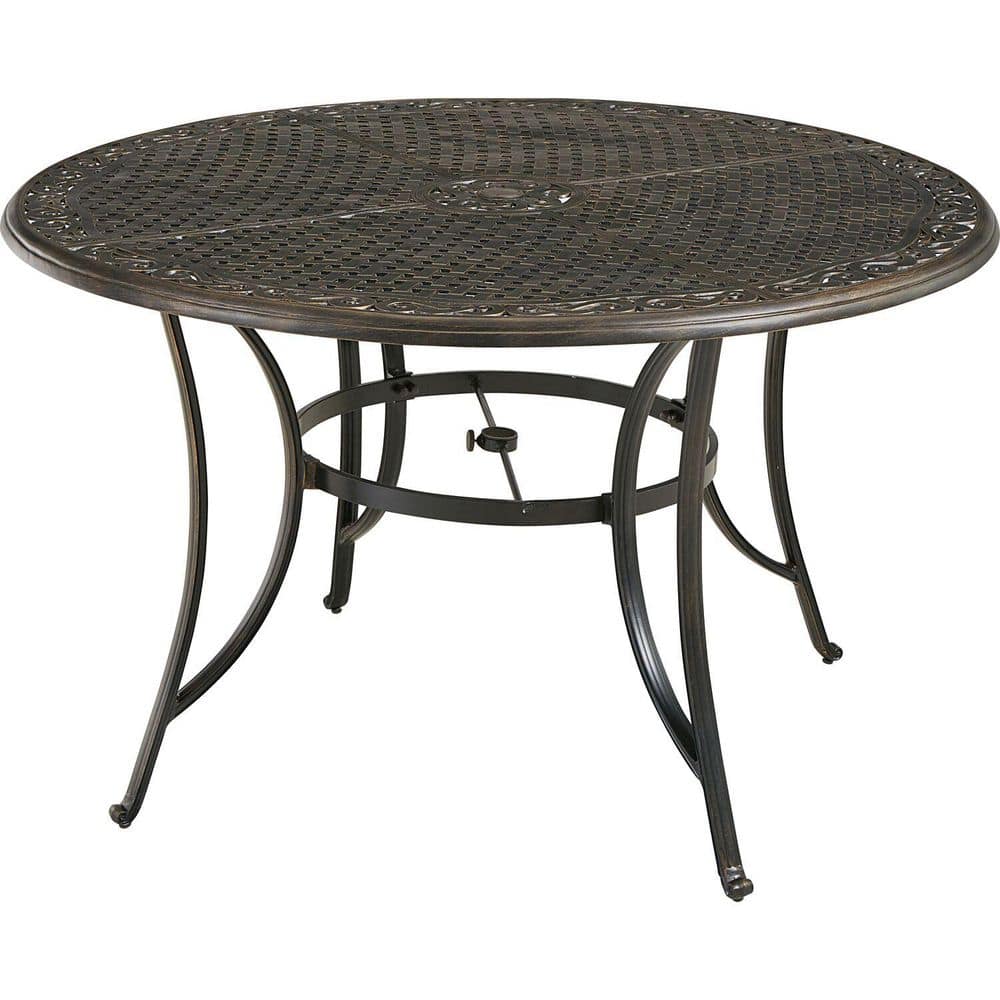 Hanover 7-Piece Tan Aluminum Outdoor Dining Set with Swivel Rockers