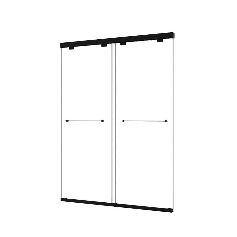 54 in. W x 76 in. H Sliding Semi-Frameless Double Shower Door in Black Finish with Adjustable Soft Closing price history on PriceWatchPro