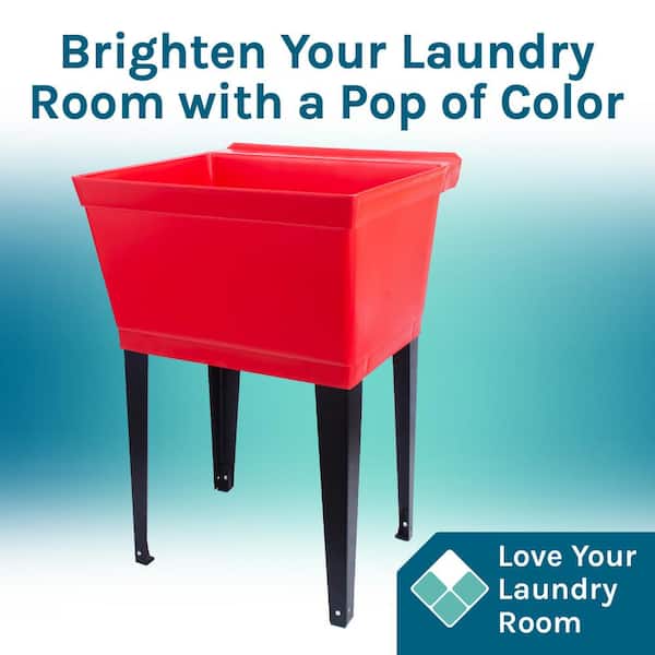 TEHILA Red Thermoplastic Freestanding Utility Sink Set with Stainless Steel Faucet