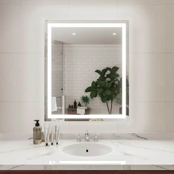 niveal Iris 30 in. W x 36 in. H Rectangular Frameless LED Wall Bathroom Vanity Mirror in Silver