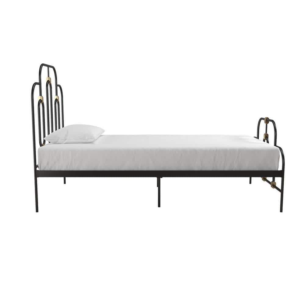 Olivia Twin Black and Gold Metal Bed Frame with Headboard