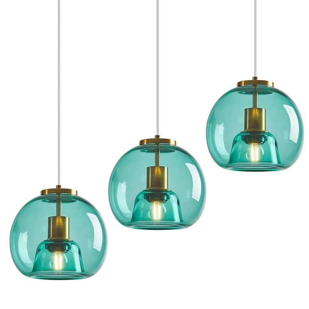 Home Lighting ‎60-Watt 1 Light 7.87 in. Light Blue Glass Globe Pendant Light for Living Room, No Bulbs Included, 3-Pack price history on PriceWatchPro