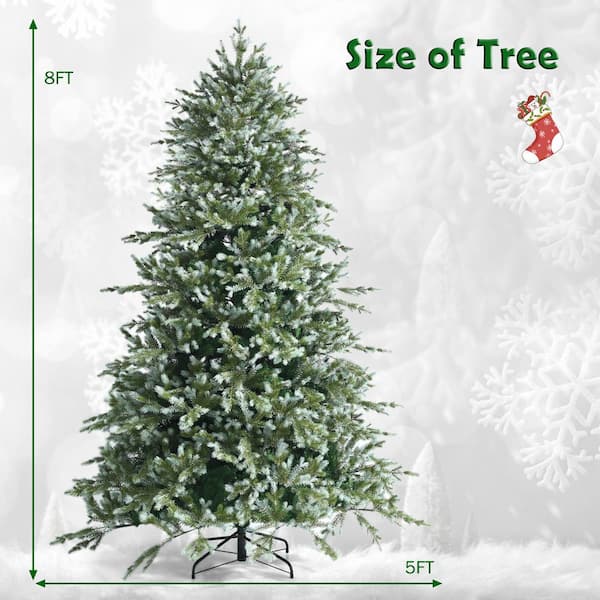 Gymax 8 ft. Artificial Christmas Tree Hinged Tree with Pine Cones Metal  Stand GYM05972 - The Home Depot