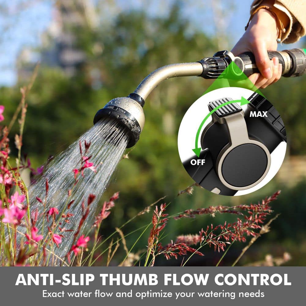 15 in. Metal Hose Nozzle Sprayer with 10 Spray Patterns for Outdoor, Garden Watering Hanging Baskets and Shrubs (1-Pack) - Thumbnail 4