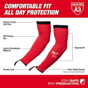 16 in. Red 4-Way Stretch Cut 3 Resistant Protective Arm Sleeves