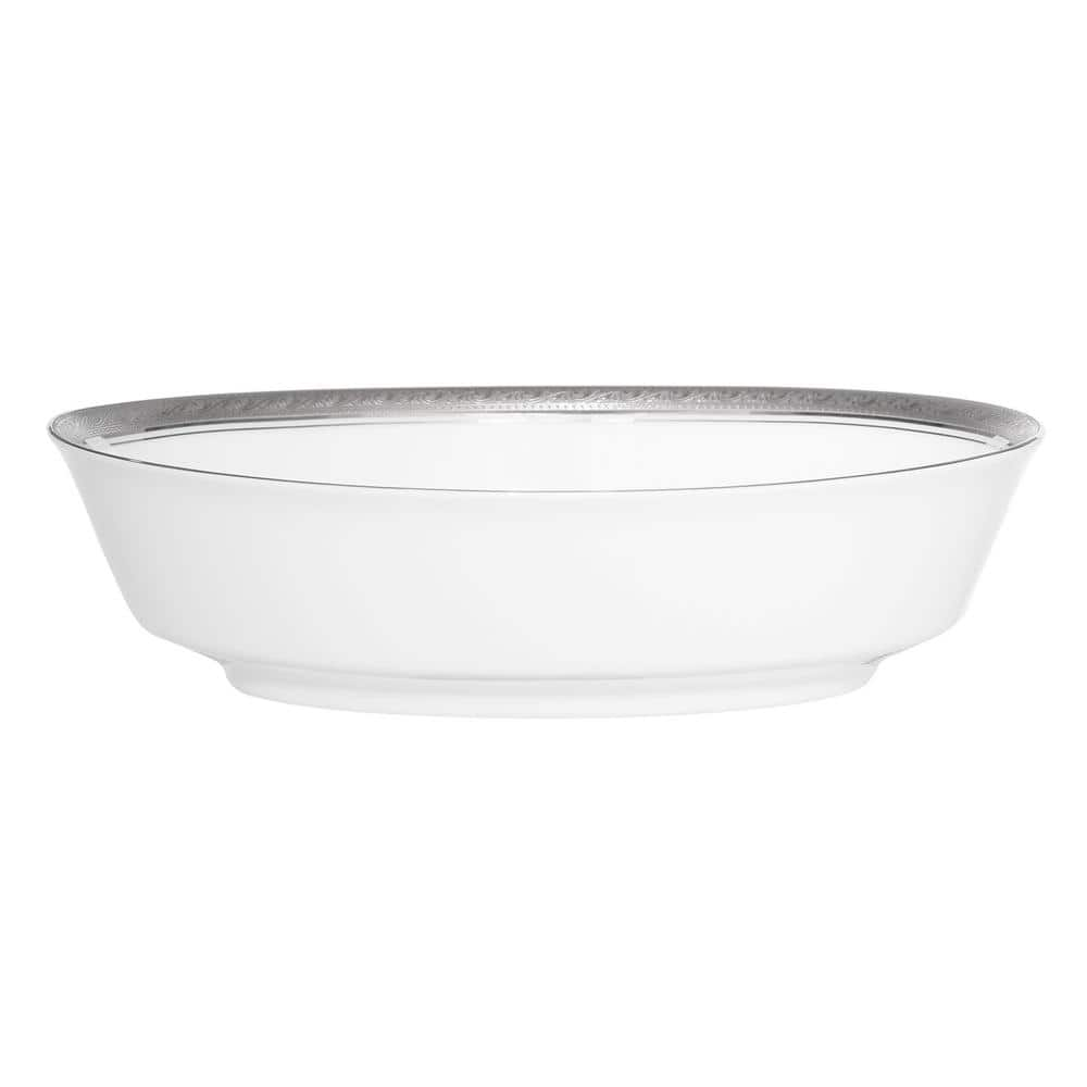 Noritake Crestwood 9.75 in. 32 fl. Oz. Platinum Porcelain Serving Bowl ...