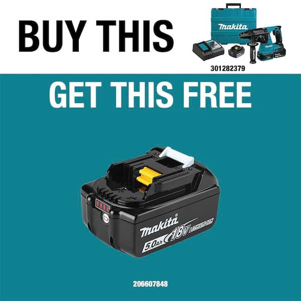 18V LXT Lithium-Ion 1 in. Brushless Cordless SDS-Plus Concrete/Masonry Rotary Hammer Drill with (2) Batteries 5.0Ah