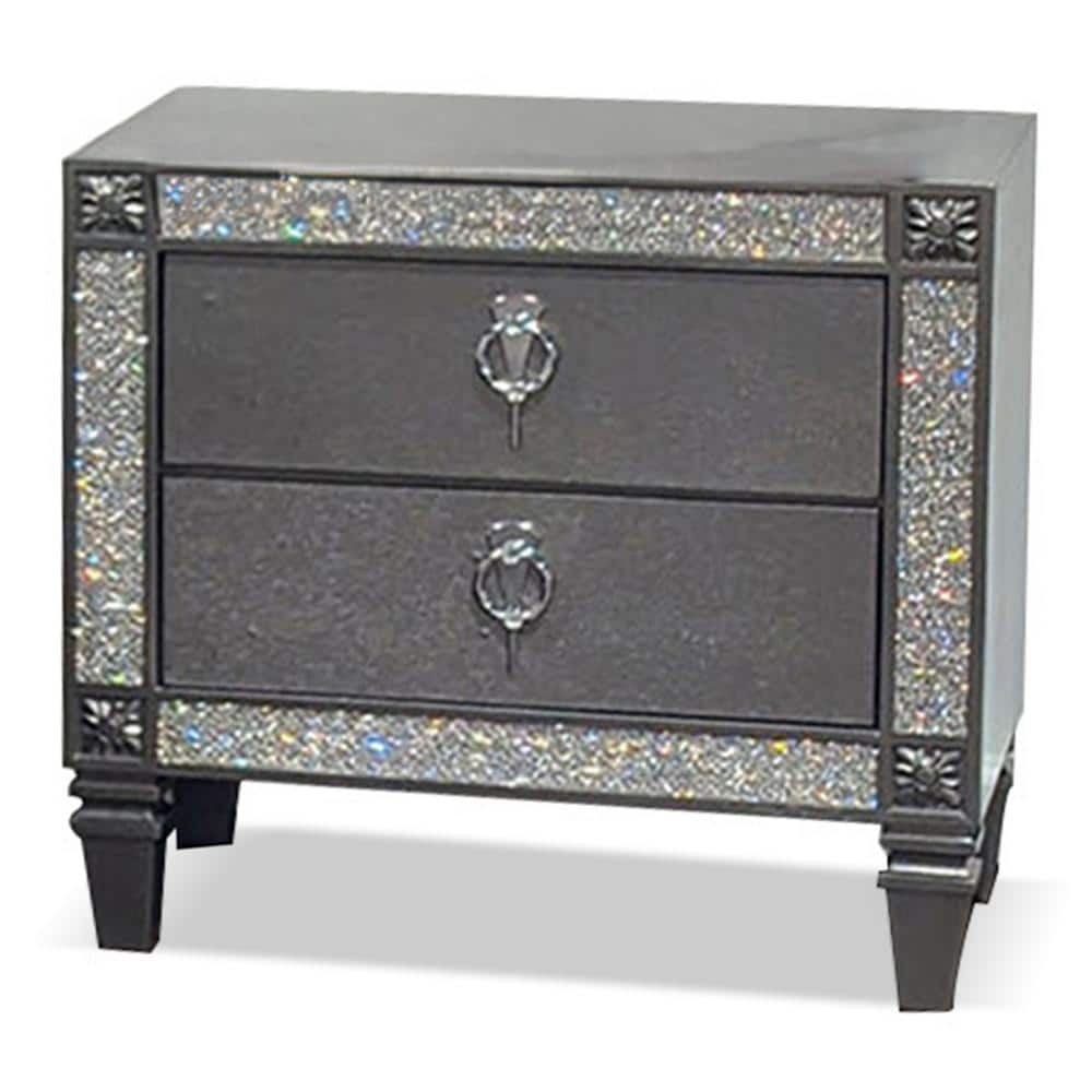 Augenst Gray 2-Drawer 26 in. W Nightstand
