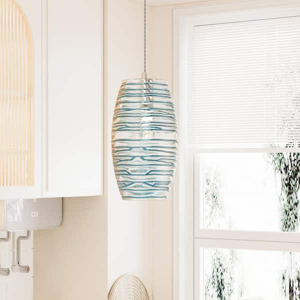 Lincoln 1-Light Blue Cyan Island Mini Pendant with Glass Shade