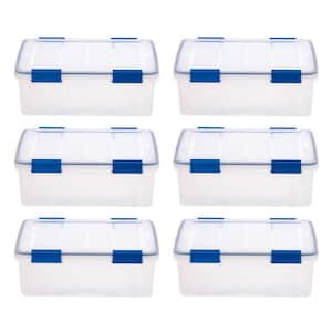 14.5 Qt. Gasket Storage Tote, with Latching Buckles, in Clear/Blue, (6 Pack)