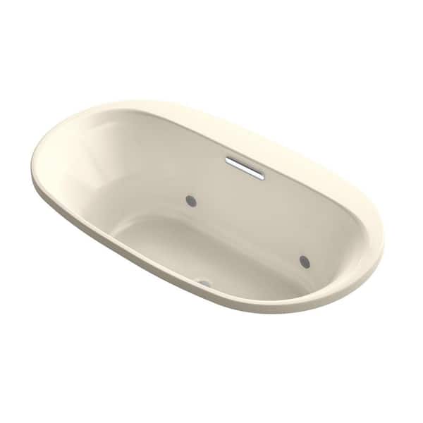KOHLER Underscore 65 in. Acrylic Oval Drop-in VibrAcoustic Bathtub with Chromatherapy in Almond