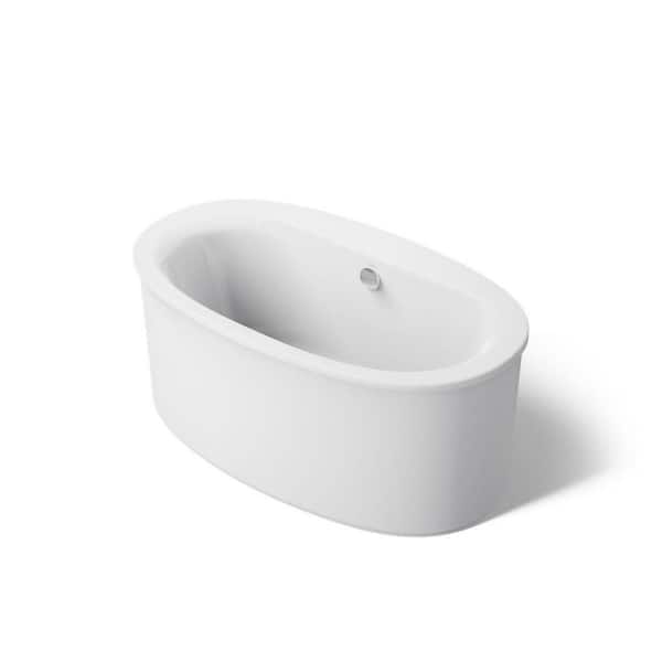 Sunstruck 60 in. x 34 in. Soaking Bathtub with Center Drain in White