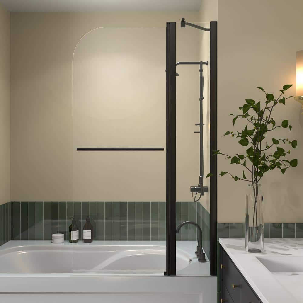 34 in. W x 58 in. H Pivot Tub Door in Black with Clear Glass and Handle price history on PriceWatchPro