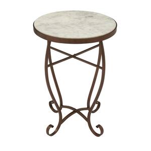Cream Marble Traditional Accent Table