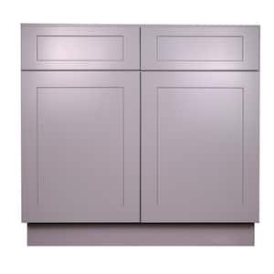 Bremen 33 in. W x 24 in. D x 34.5 in. H Gray Plywood Assembled Base Kitchen Cabinet with Soft Close