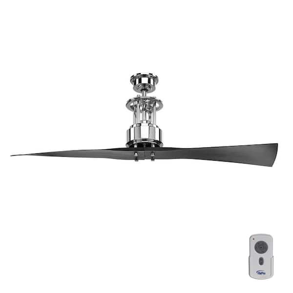 Progress Lighting Spades 56 in. Indoor Polished Chrome Modern Ceiling Fan with Remote Included for Great Room and Living Room