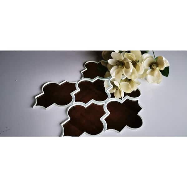 Reflections Silver Arabesque Mosaic 10 in. x 12 in. Glass Mirror Backsplash Wall Tile (10.2 sq.ft./Case)