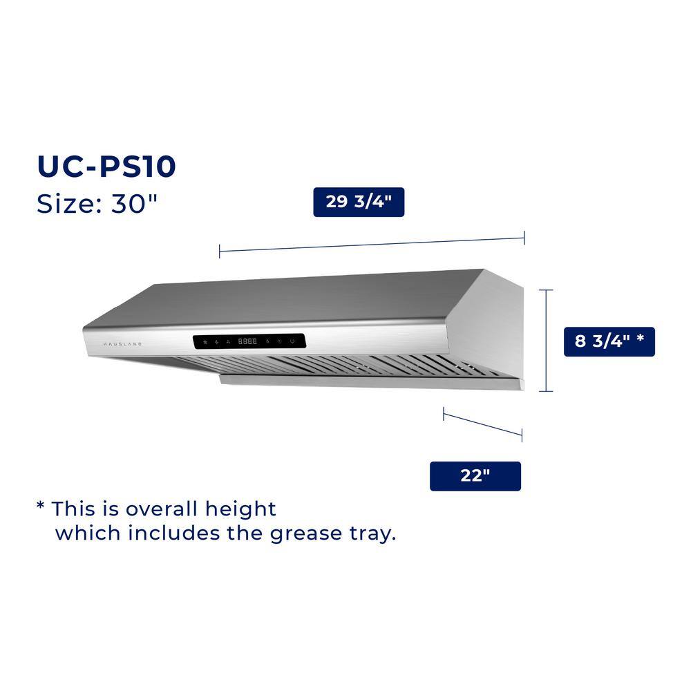 Hauslane 30" Stainless Steel Under Cabinet Range Hood with Baffle Filter