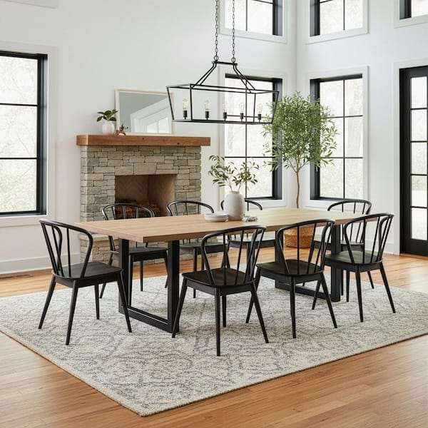 Azure Black Rubberwood Dining Chair with Windsor Back Set of 2