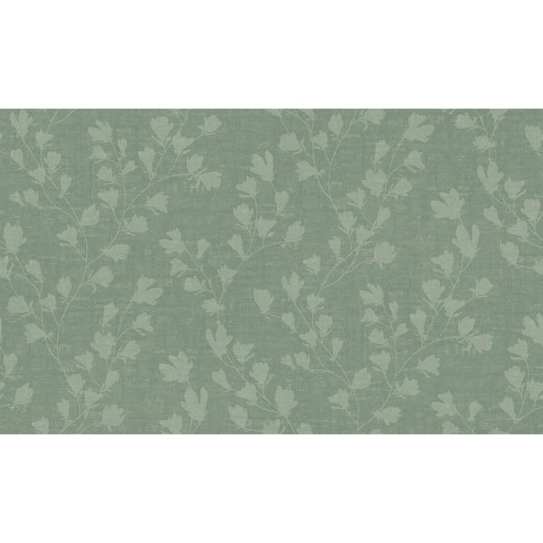 Unbranded Fusion Collection Floral Trail Motif Green Matte Finish Non-Pasted Vinyl on Non-Woven Wallpaper Sample