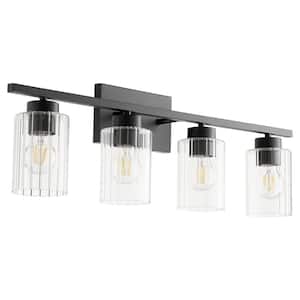 Ladin 4-Light Textured Black with Clear Fluted Glass Vanity