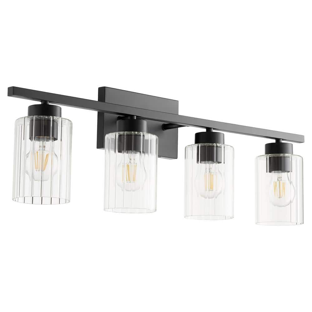 Ladin 4-Light Textured Black with Clear Fluted Glass Vanity price history on PriceWatchPro