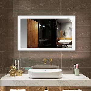 40 in. W x 24 in. H Rectangular Frameless Modern LED Dimmable Anti-Fog Wall Mounted Bathroom Vanity Mirror