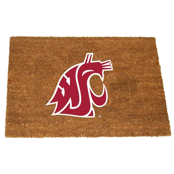 The Memory Company Washington St Brown 29.5 in. x 19.5 in. Coir Fiber Colored Logo Door Mat