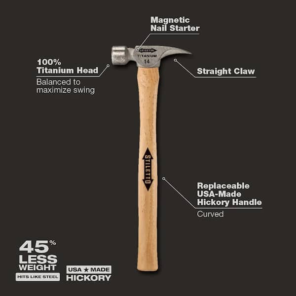 14 oz. Titanium Smooth Face Hammer with 18 in. Straight Hickory Handle