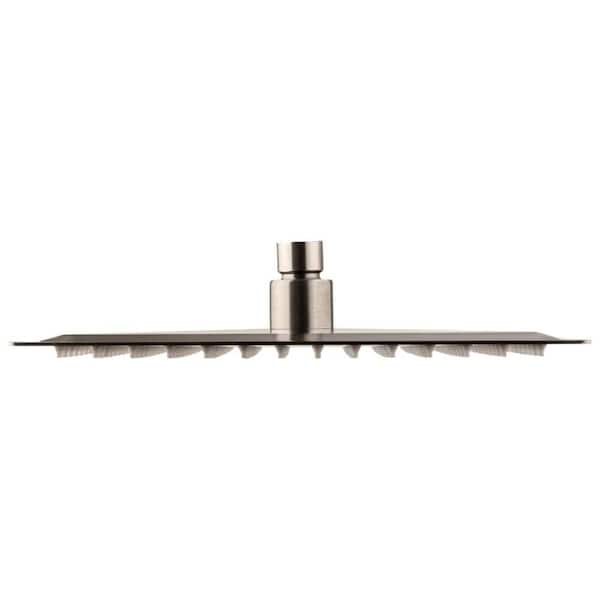 1-Spray Patterns with 2.5 GPM 16 in. Ceiling Mounted Fixed Shower Head in Brushed Nickel with Silicone Nozzle