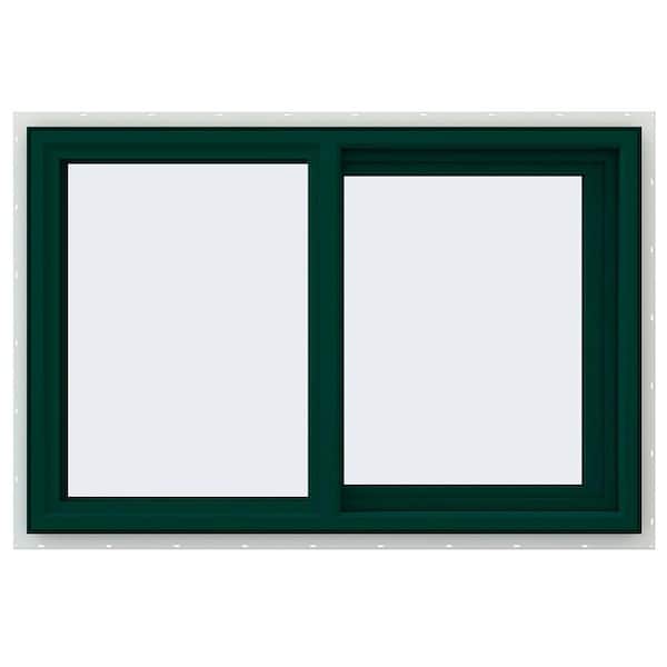 JELD-WEN 35.5 in. x 23.5 in. V-4500 Series Green Painted Vinyl Right-Handed Sliding Window with Fiberglass Mesh Screen