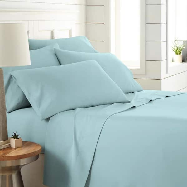 Southshore Fine Linens Vilano Series 21 in. Extra-Deep Pocket 6-Piece Blue Microfiber Queen Sheet Set