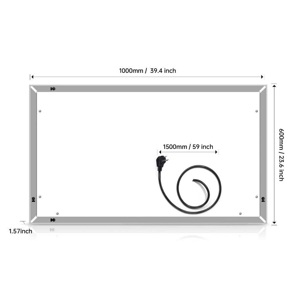 BTCSTAR SMOTH 32 in. W x 24 in. H Large Rectangular Frameless Wall ...