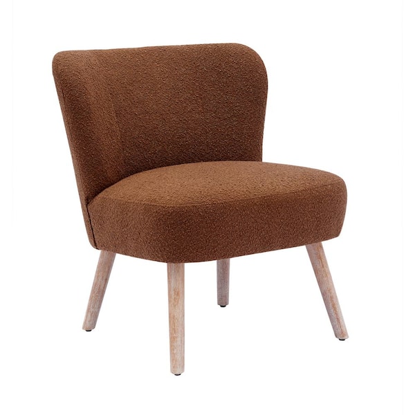 WESTINFURNITURE Stain Resistant Boucle Upholstered Armless Living Room Accent Side Chair, Wood Finish Tapered Legs in Rust Orange