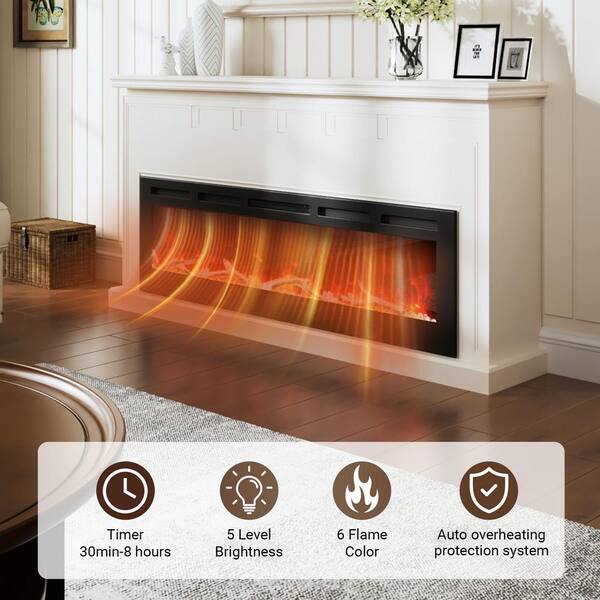 Clihome 60 in. 1500W Wall Mounted Installation Electric Fireplace