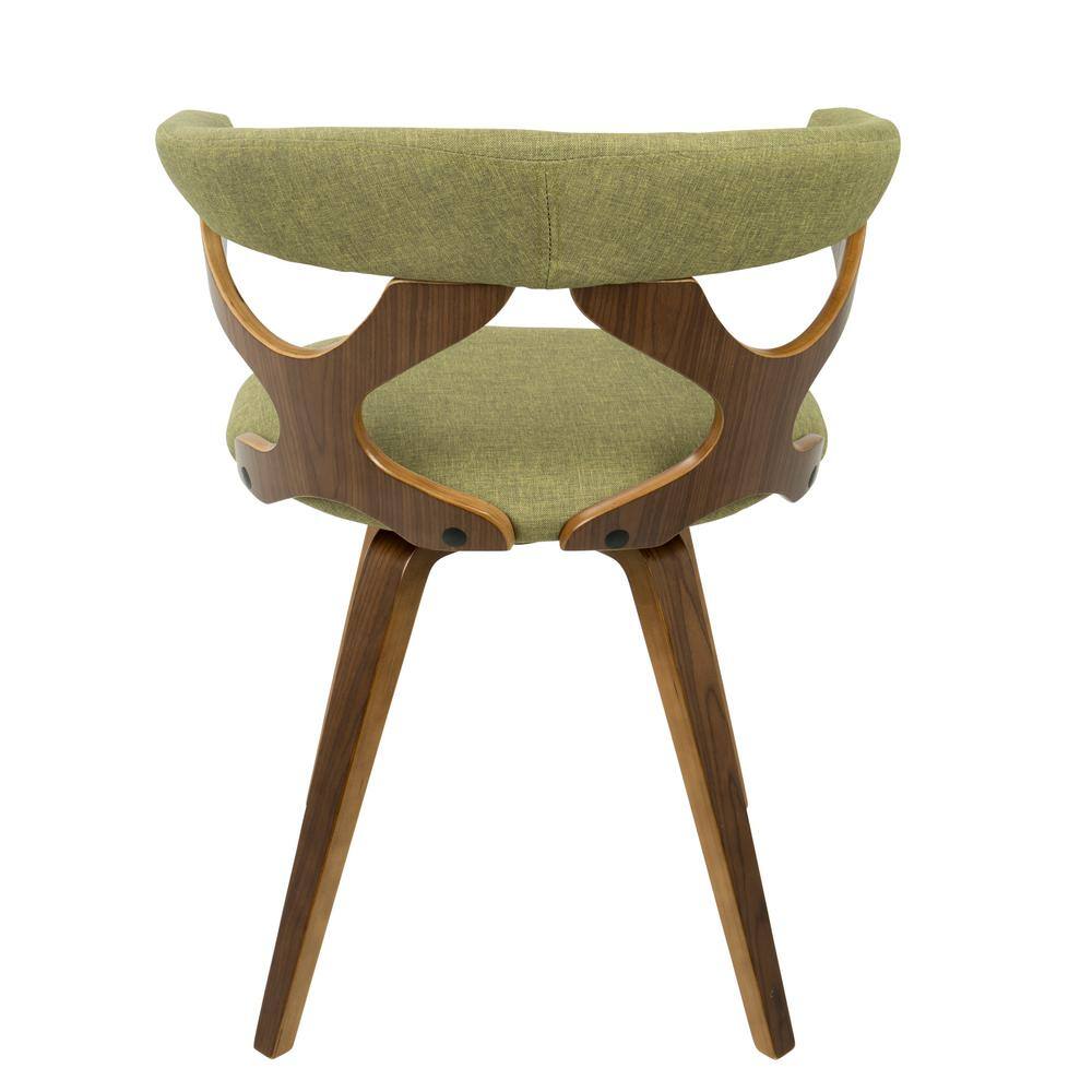 Green Upholstered Wood Side Chair with Swivel Seat