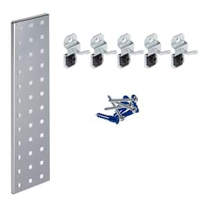 Silver Key Pegboard Kit with (1) 18 in. x 4.5 in. Steel Square Hole Pegboard and 6-Piece LocHook Assortment