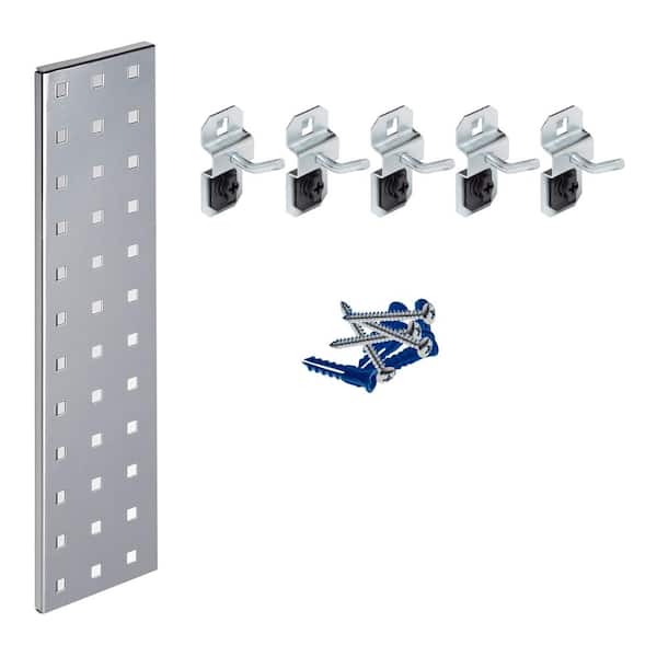 Triton Products Silver Key Pegboard Kit with (1) 18 in. x 4.5 in. Steel Square Hole Pegboard and 6-Piece LocHook Assortment
