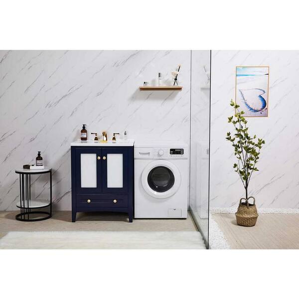 Stufurhome Delia 30 Grey Freestanding Laundry Utility Acrylic