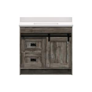 Barnstable 36 in. W x 22 in. D Vanity in Driftwood Gray with Cultured Marble Vanity Top in Solid White with White Basin