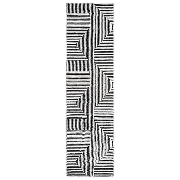 World Rug Gallery Modern Maze Cream 2 ft. 3 in. x 8 ft. Runner Rug ...