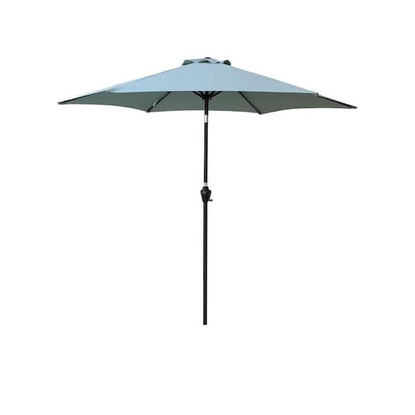 Unbranded 9 ft. Metal Outdoor Patio Market Umbrella with Crank Handle ，waterproof, fade resistant in Frosty Green