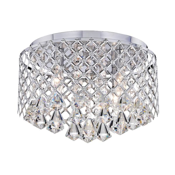 GREENVILLE SIGNATURE Osani 14 in. 4-Light Modern Chrome Flush Mount with No Bulbs Included
