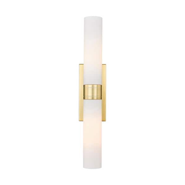 Innovations Ballston Urban 24 in. 2-Light Satin Gold Vanity Light with Glass Shade