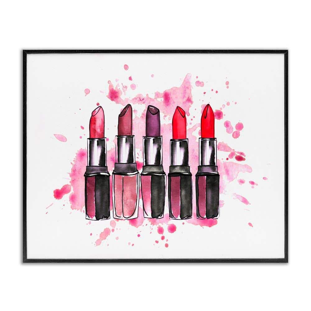Modern Splatter Lipstick by Svetlana Aleynikova Black Framed Abstract Giclee Art Print 11 in. x 14 in.
